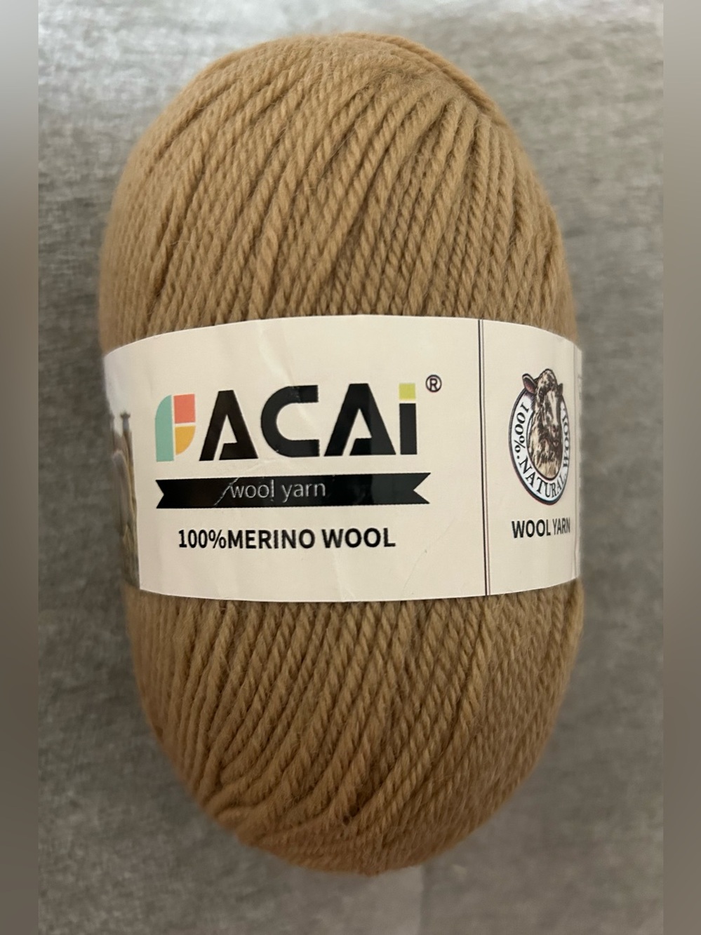 100% Merino Wool Yarn — Camel/Tan